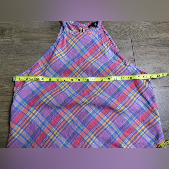 J. Crew Amber 100% Linen Tank Top In Sunset Plaid Size Medium - Picture 10 of 11